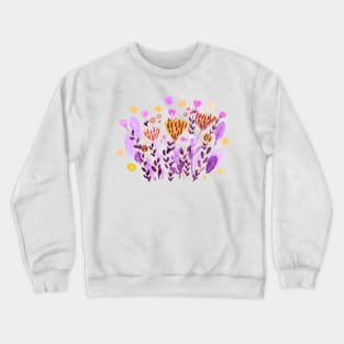 Watercolor whimsical flowers - orange and purple Crewneck Sweatshirt